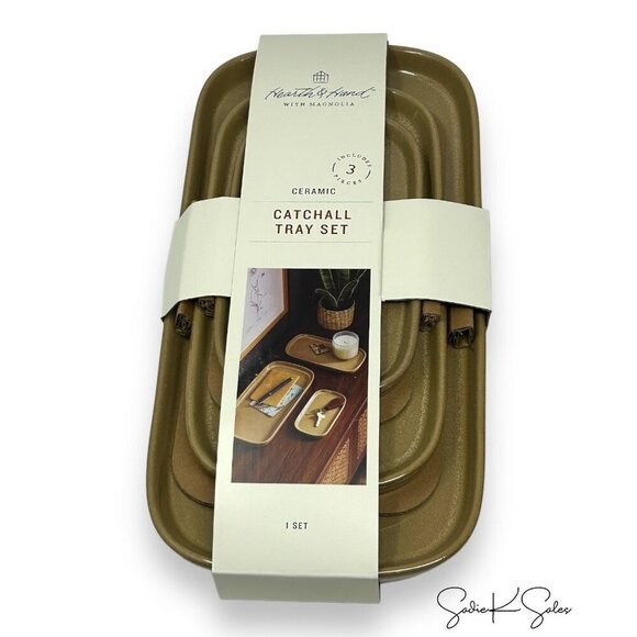 Hearth & Hand Magnolia 3pc Decorative Ceramic CatchAll Tray Set Tan - Target - Picture 5 of 5